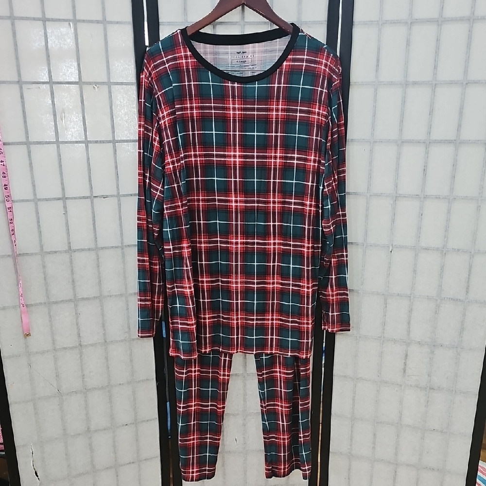 Little Sleepies Plaid Pajama Set - Red and Green Size XL